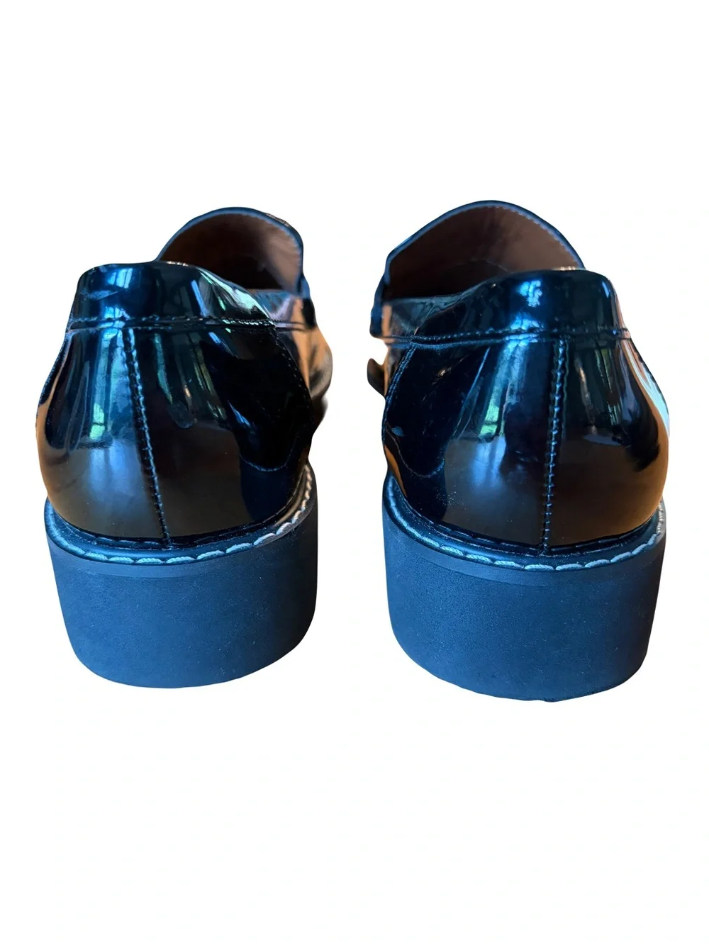 Franco Sarto Cassandra Black Patent Leather Penny Loafers size 8.5